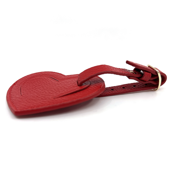 Trixi Gronau, Kofferanhänger Coeur, Leder rot, Seitenansicht